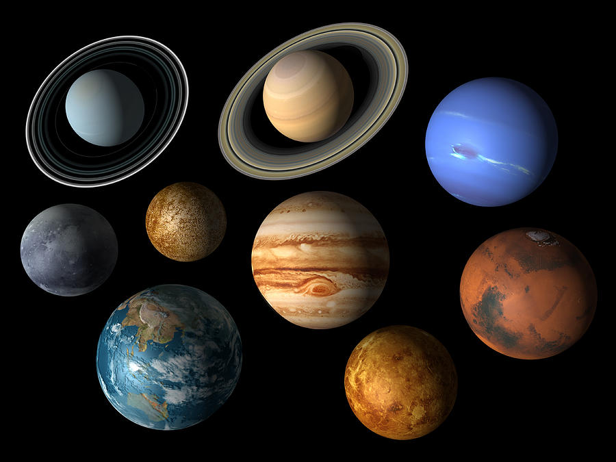 Planets Of The Solar System Not To Scale By Albert Klein