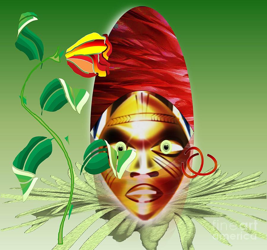 African Painting - Plant Worshiper by Belinda Threeths