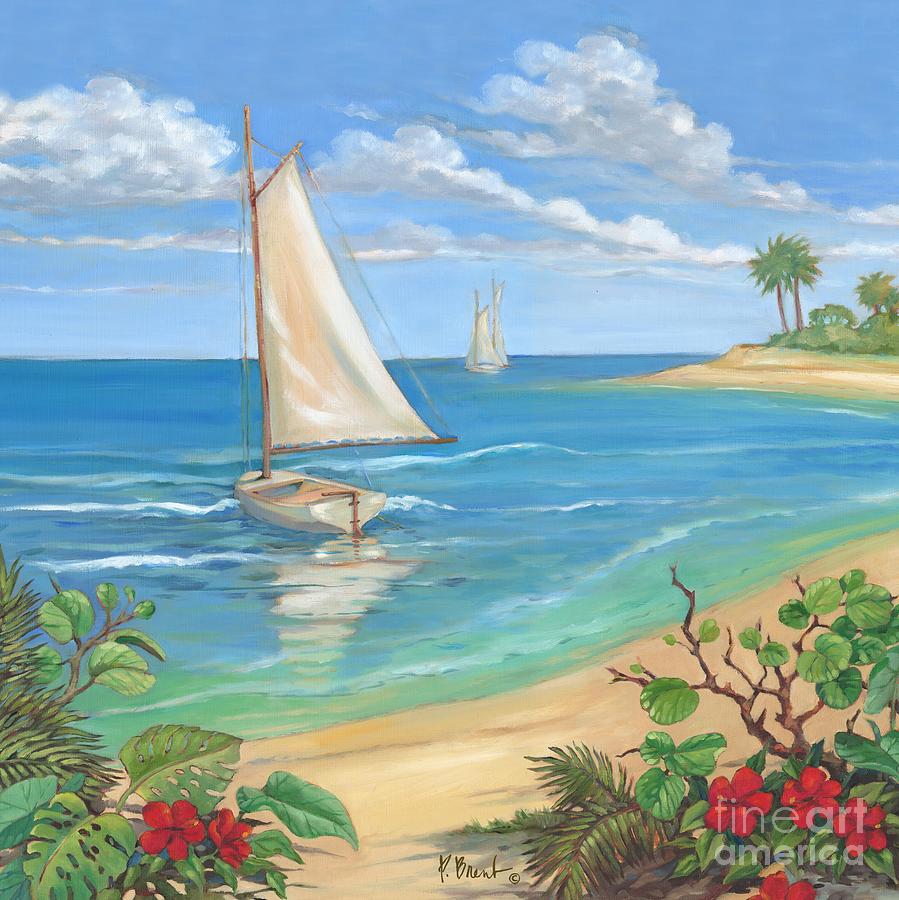 Beach Painting - Plantation Key Sailboat by Paul Brent