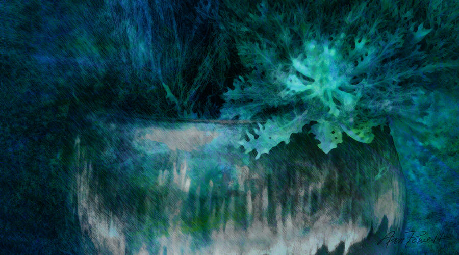 Planter in Shades of Blue Digital Art by Ann Powell