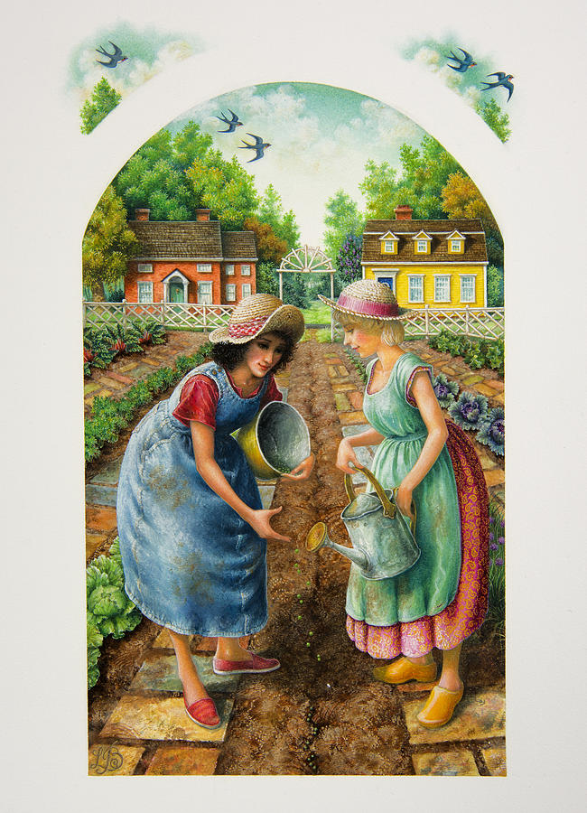 Planting a Garden Painting by Lynn Bywaters