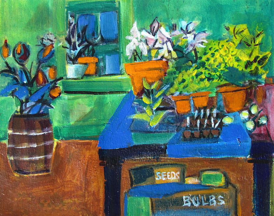 Plants in Potting Shed Painting by Betty Pieper