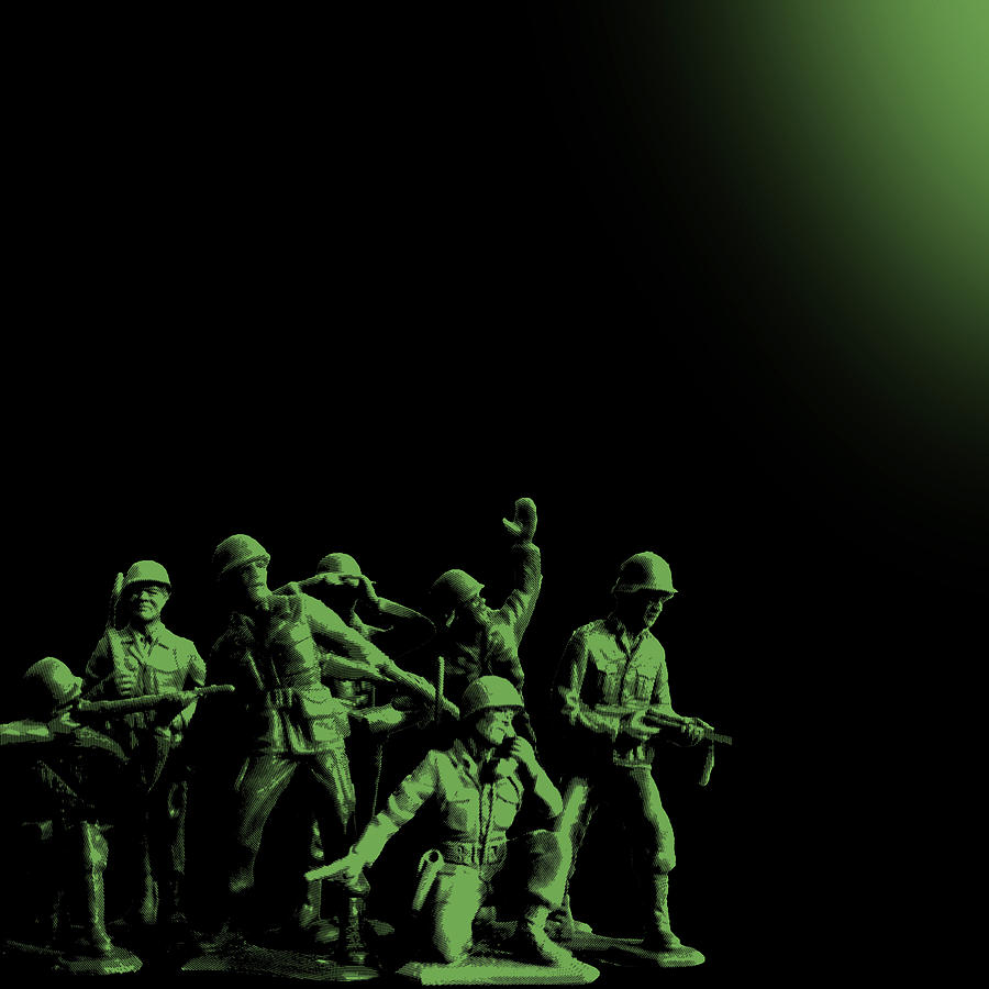 Plastic Army Man Battalion Black and Green Painting by Tony Rubino
