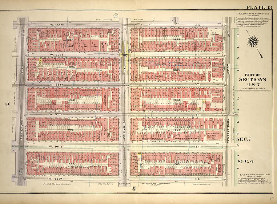 Plate 13, Part Of Sections 4&7 Bounded By W Drawing by Litz Collection ...