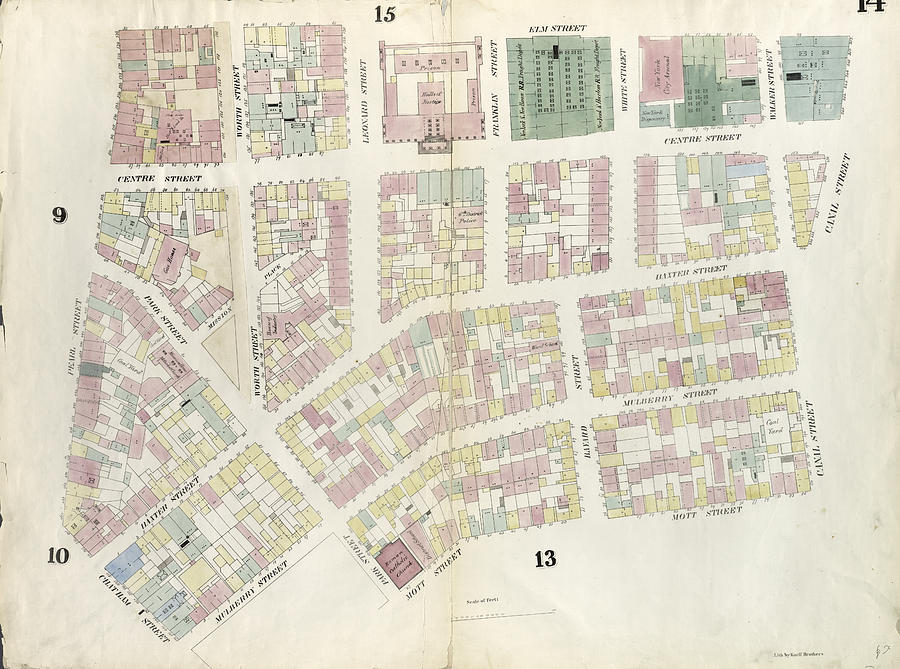 Map Drawing - Plate 14 Map Bounded By Canal Street, Mott Street by Litz Collection
