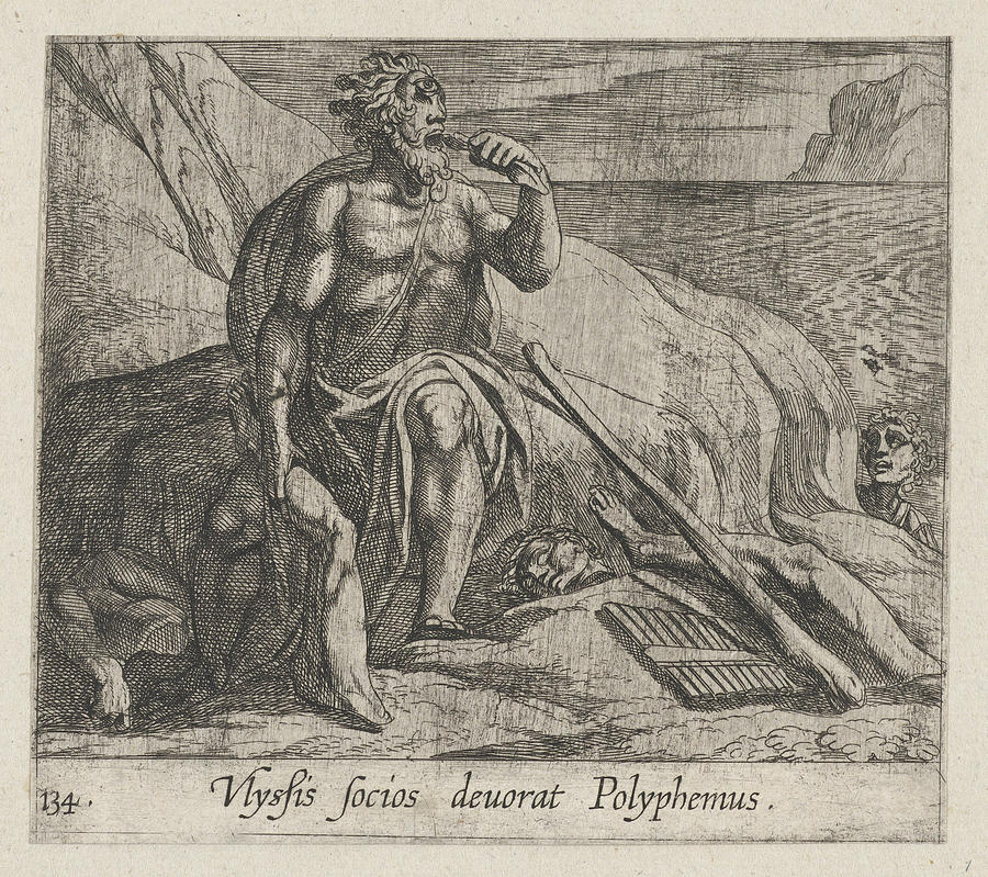 Plate 143 Polyphemus Eating Ulysses Drawing by Antonio Tempesta Fine