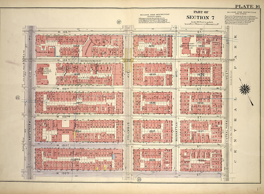 Plate 16, Part Of Section 7 Bounded By W Drawing by Litz Collection ...