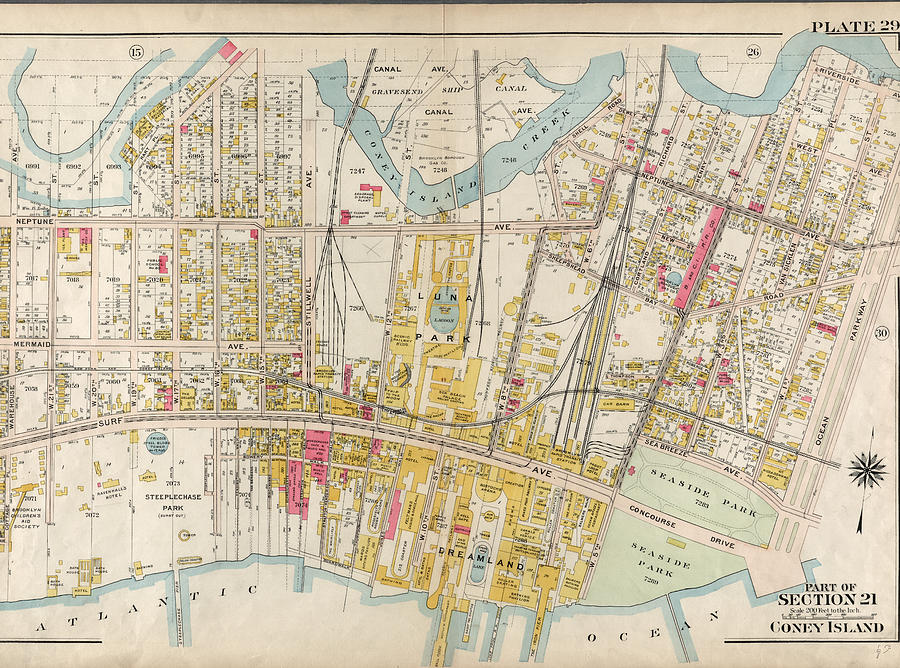 Plate 19 Part Of Section 21 - Coney Island Drawing by Litz Collection ...