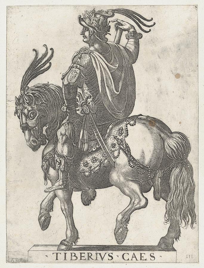 Plate 3 Emperor Tiberius On Horseback Drawing by Antonio Tempesta ...