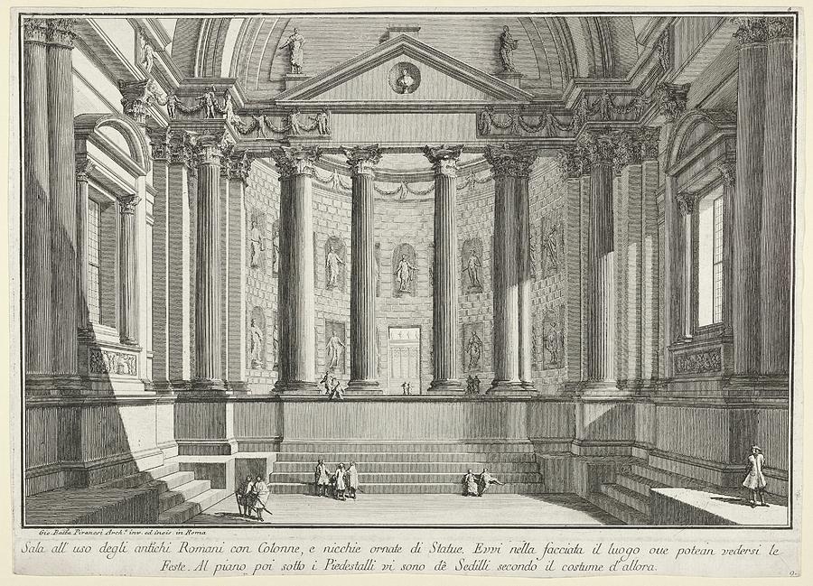 Giovanni Battista Piranesi Drawing - Plate 9 Colonnaded Hall According by Giovanni Battista Piranesi