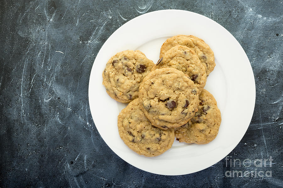 Cookie Photograph - Plate of Chocolate Chip Cookies by Edward Fielding
