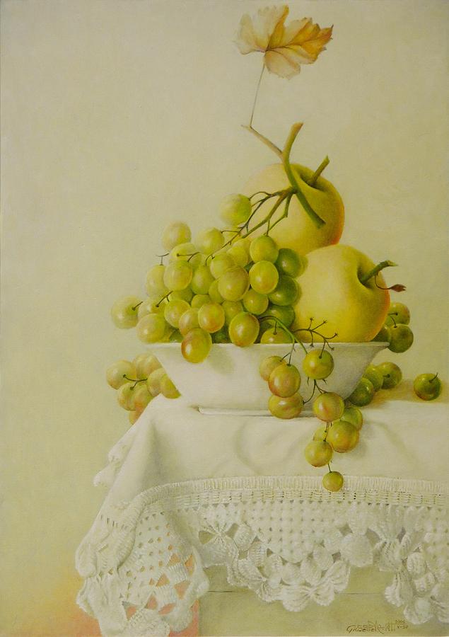 Still Life Painting - Plate with Fruit by Giuseppe Mariotti