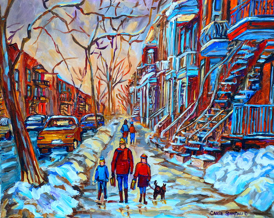Plateau Montreal Painting - Plateau Montreal Street Scene by Carole Spandau