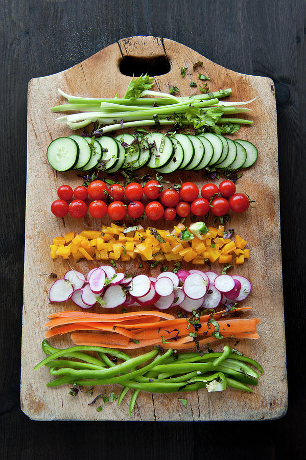 Cutting Board Photograph - Platter Of Colored Cruditès by Patrizia Savarese Cutting Board Photograph - Platter Of Colored Cruditès by Patrizia Savarese