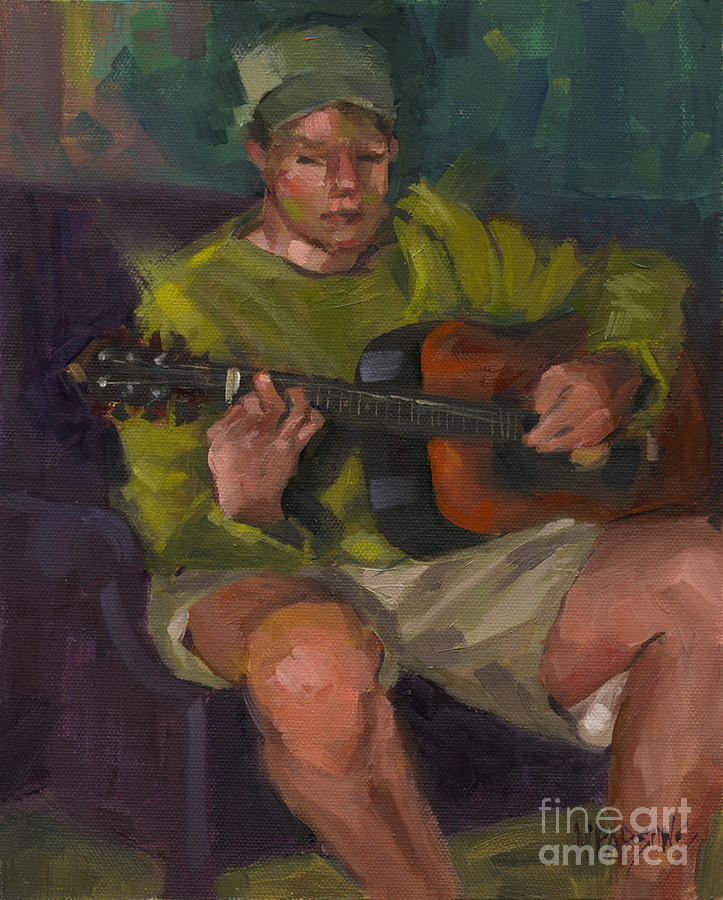 Guitar Still Life Painting - Play A Song For Me by Nancy  Parsons