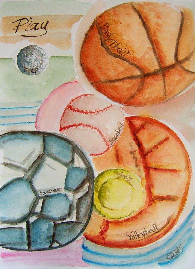 Play Ball Painting by Elaine Duras