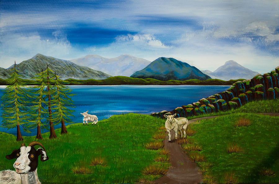 Rural Landscape Painting - Play The Goat by Susan Culver