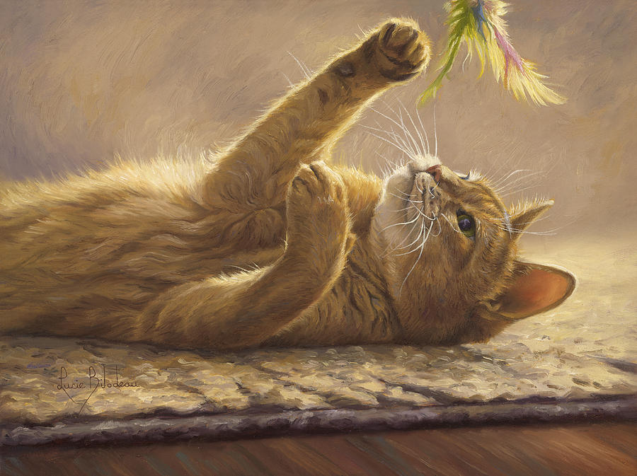 Feather Painting - Playtime by Lucie Bilodeau