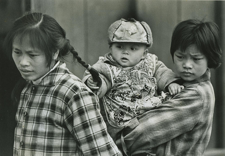 Black And White Photograph - Playful child and mother China by Blair Seitz