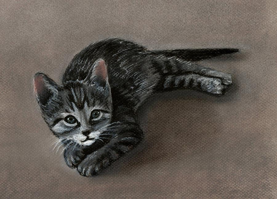 Playful Kitten Painting by Anastasiya Malakhova