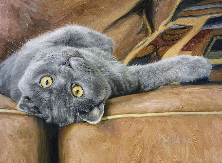 Cat Painting - Playful by Lucie Bilodeau