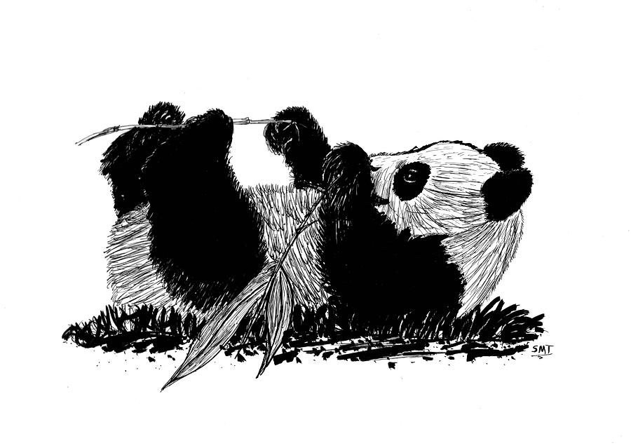 Playful Panda Drawing by Susan Turner Soulis