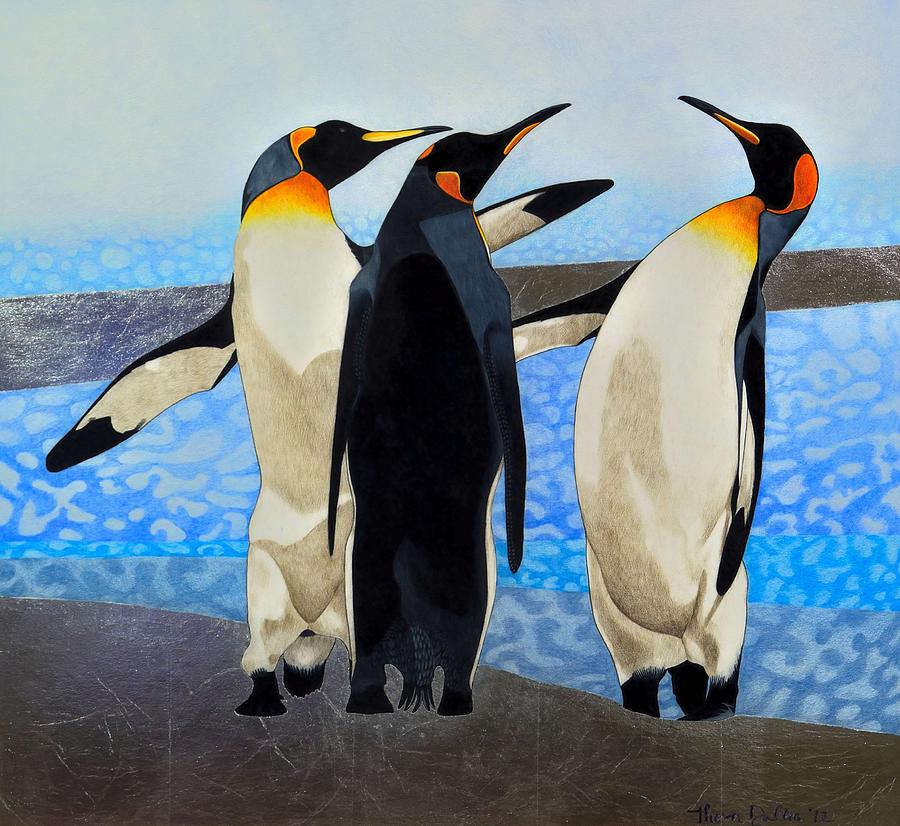 Playful Penguins Drawing by Kelly Dulka