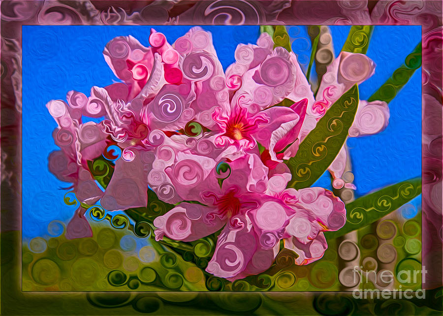 Abstract Painting - Playful Plumeria Abstract Garden Art Painting by Omaste Witkowski