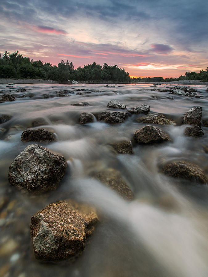 Sunset Photograph - Playful river by Davorin Mance