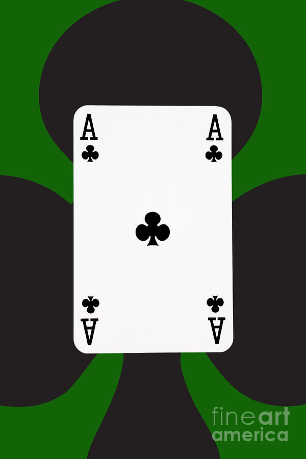 Playing Cards Ace of Clubs on Green Background Photograph by Natalie Kinnear