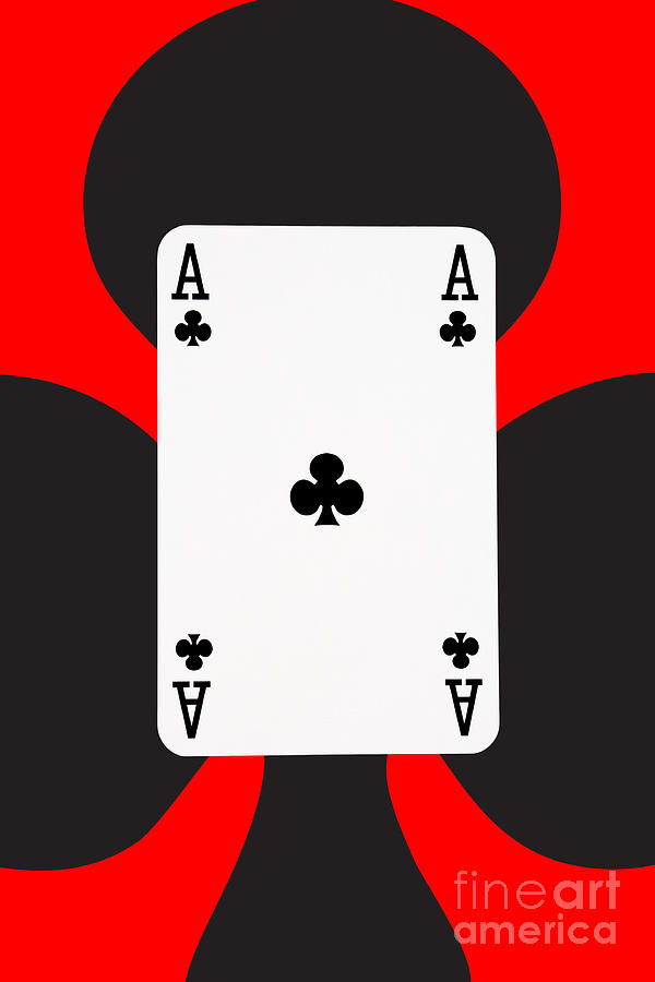 Playing Cards Ace of Clubs on Red Background Photograph by Natalie Kinnear