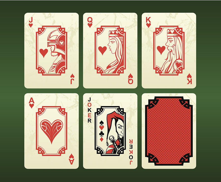 Playing cards (hearts) Drawing by DimaChe