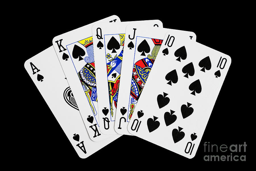 Playing Cards Royal Flush on Black Background Photograph by Natalie Kinnear