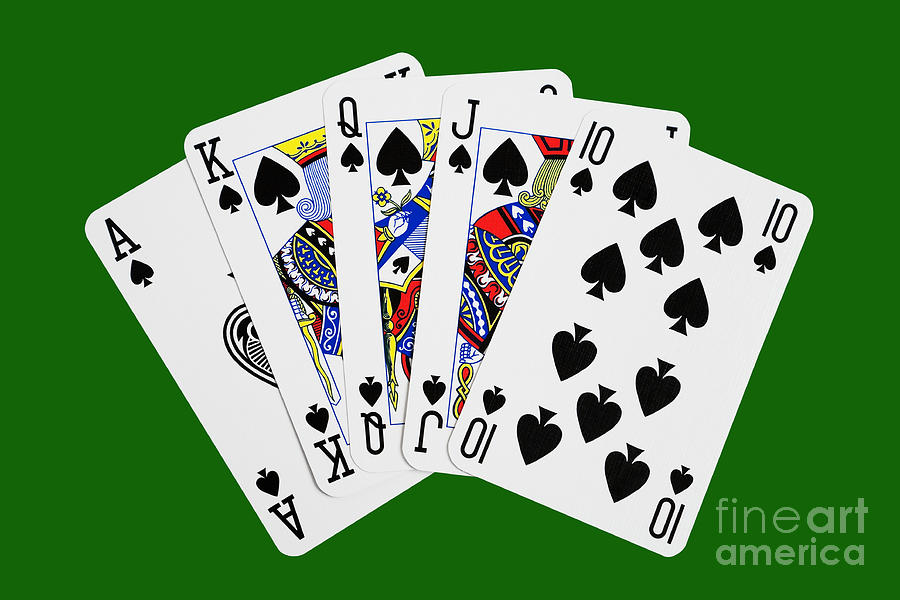 Playing Cards Royal Flush on Green Background Photograph by Natalie Kinnear