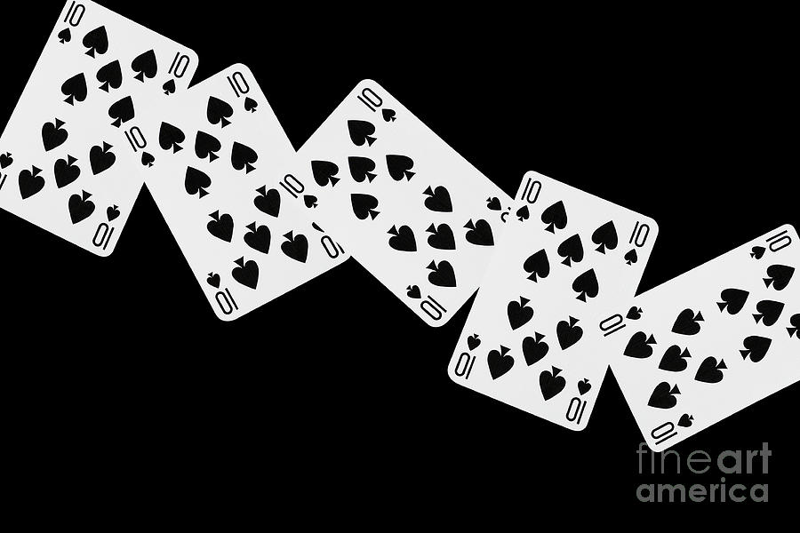 Playing Cards Ten of Spades on Black Background Photograph by Natalie Kinnear