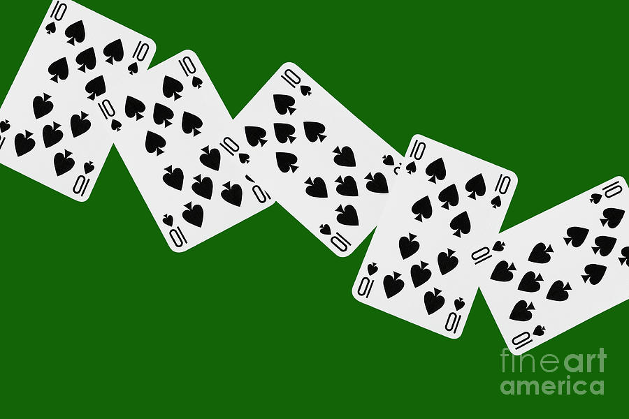 Playing Cards Ten of Spades on Green Background Photograph by Natalie Kinnear