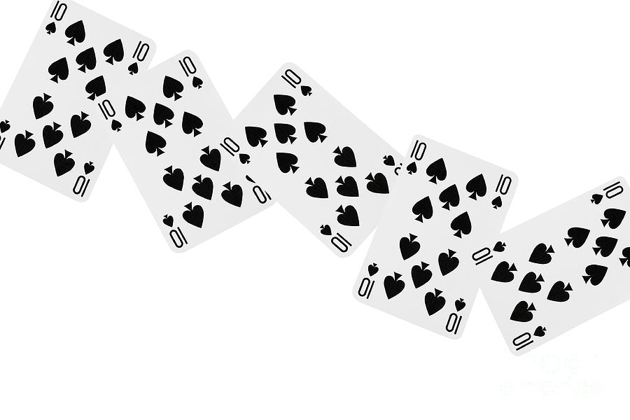 Playing Cards Ten of Spades on White Background Photograph by Natalie Kinnear
