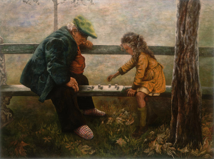 Checkers Painting - Playing Checkers by Glenda Stevens