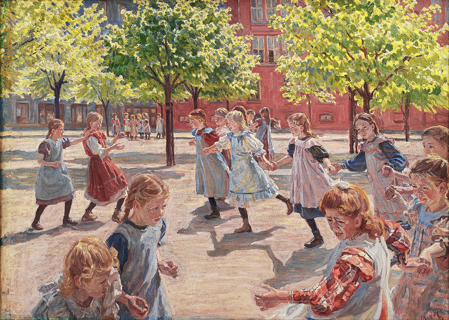 Playing Children. Enghave Square Painting by Peter Hansen