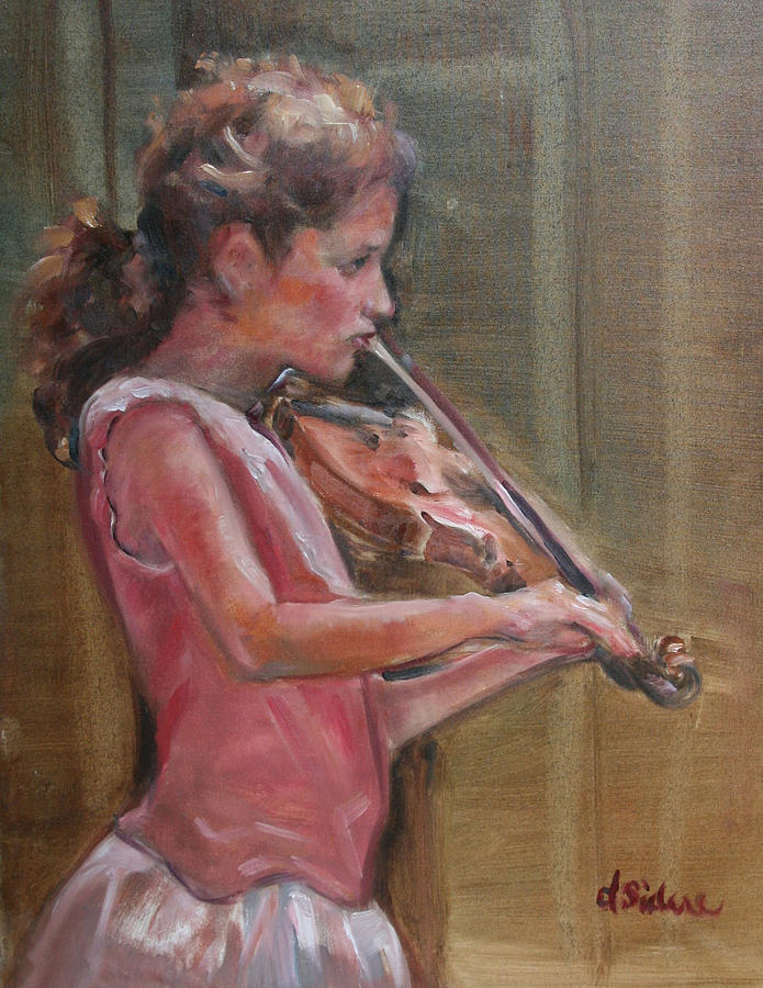 Violin Player Painting - Playing Debussy by Dorothy Siclare
