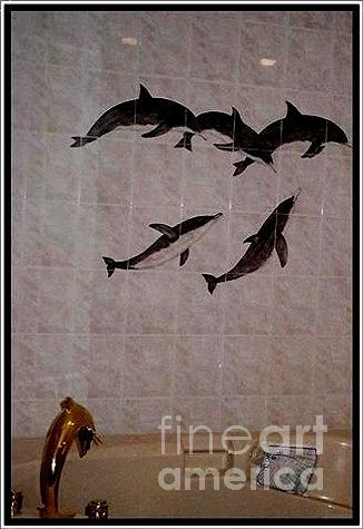 Dolphin Painting - Playing Dolphins by Sandra Maddox