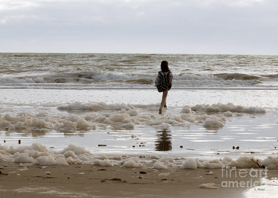 Girl Playing in Sea Foam Photograph by Haleh Mahbod
