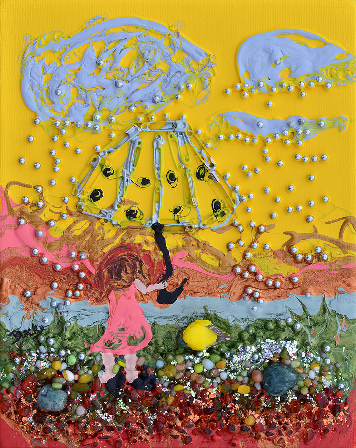 Playing In The Rain Mixed Media by Donna Blackhall