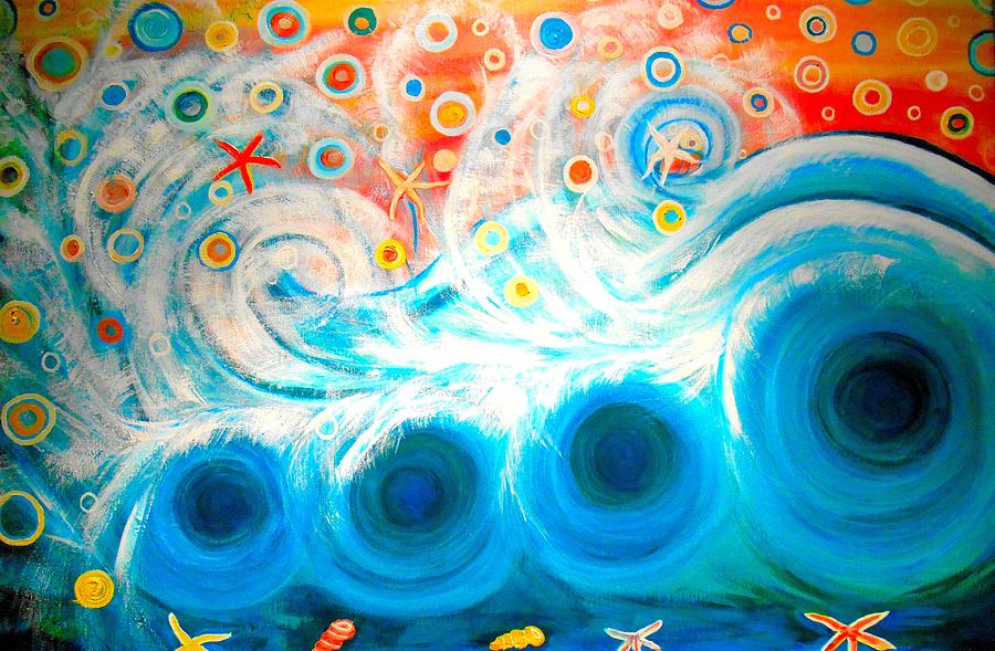 Playing in The Waves Painting by Shirley Smith