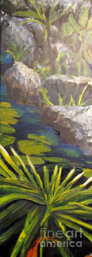 Playing Koi under the rocks Painting by Bev Morgan
