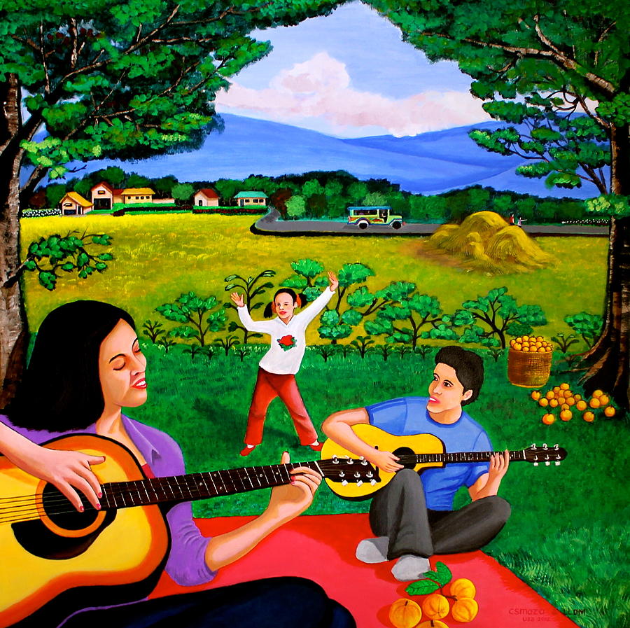 Playing Melodies Under The Shade Of Trees Painting