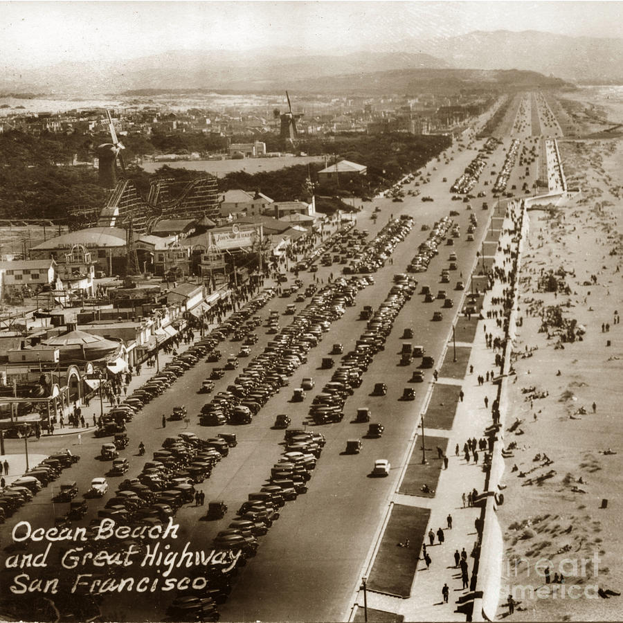 San Francisco Photograph - Playland-at-the-Beach from Sutro Heights Park San Francisco  Circa 1948 by Monterey County Historical Society