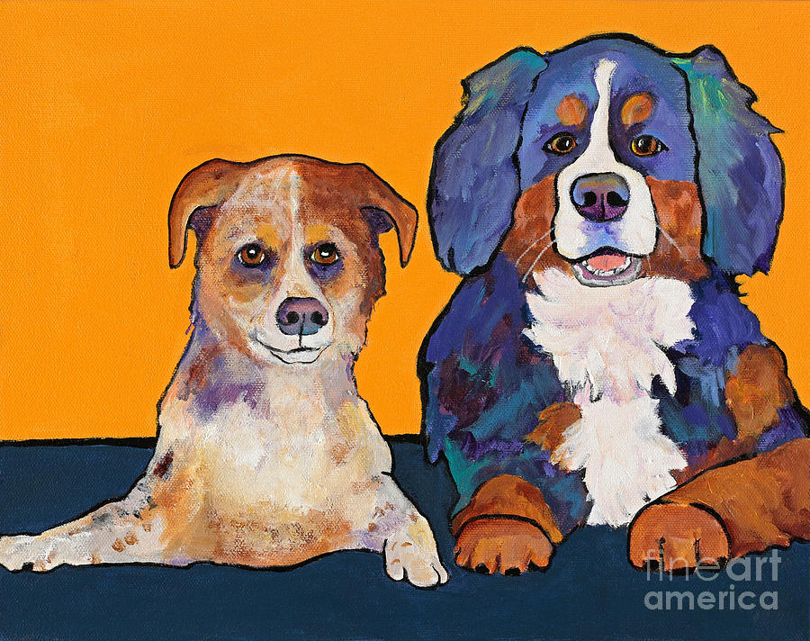 Bernese Mountain Dog  Painting - Playmates by Pat Saunders-White