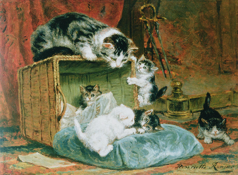 Cat Painting - Playtime by Henriette Ronner-Knip