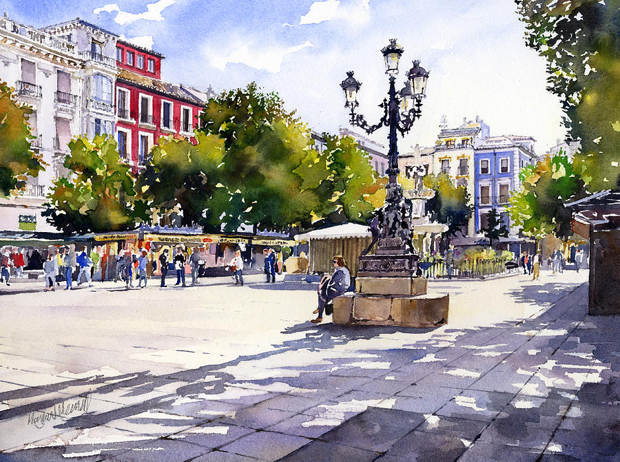 Architecture Painting - Plaza Bib Rambla Granada by Margaret Merry